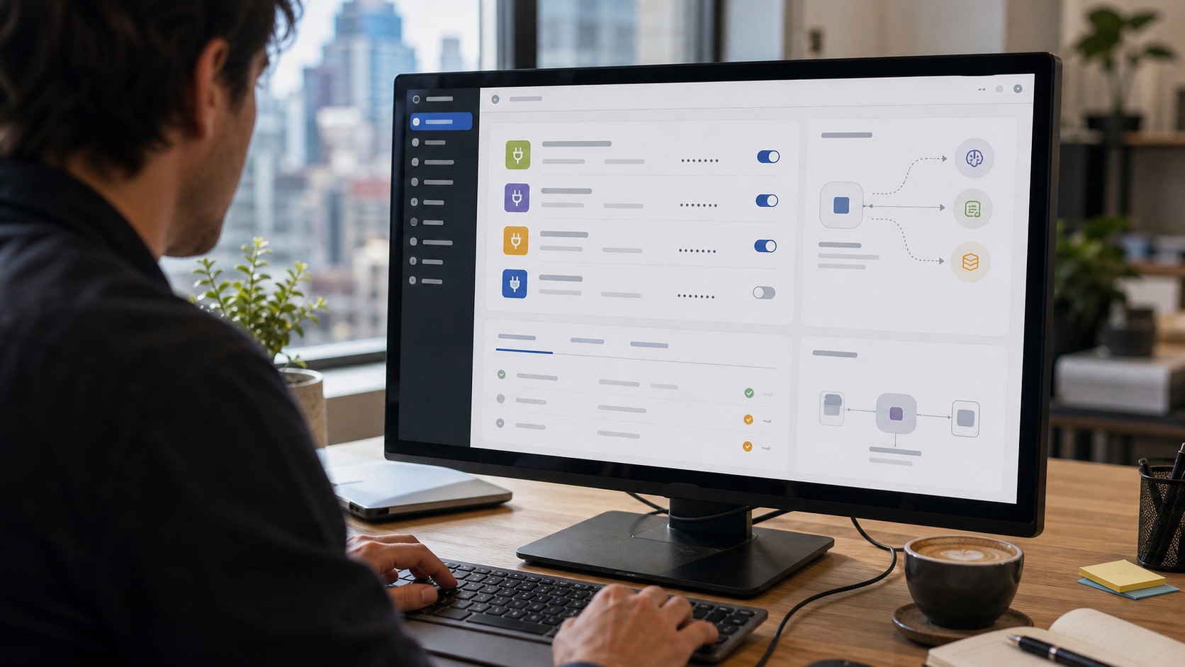 WordPress 7.0 admin dashboard showing the new AI Connectors screen on a developer's monitor in a Sydney office