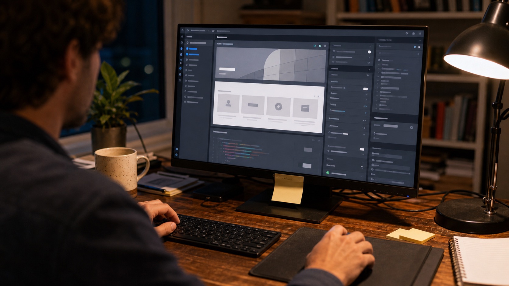 Editing a WordPress dashboard in a home office, the control WordPress gives over Shopify